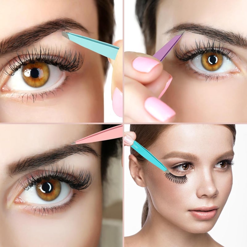 SWEET VIEW 7pcs Eyebrow Tweezers Kit for Women Precision Plucker with Brow Scissors & Razor & Spoolie for Facial, Chin, Brow, Splinter and Ingrown Hair - Image 4